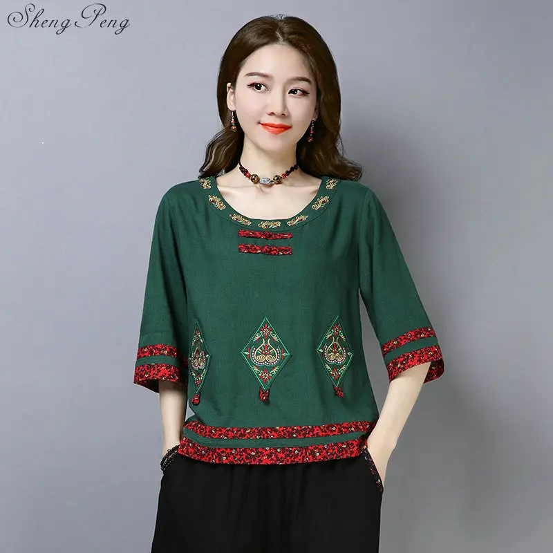 Женские топы и блузки в традиционном китайском стиле одежда восточном Китае G148