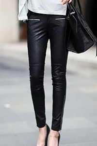 Новые женские брендовые модные облегающие кожаные матовые повседневные брюки на
