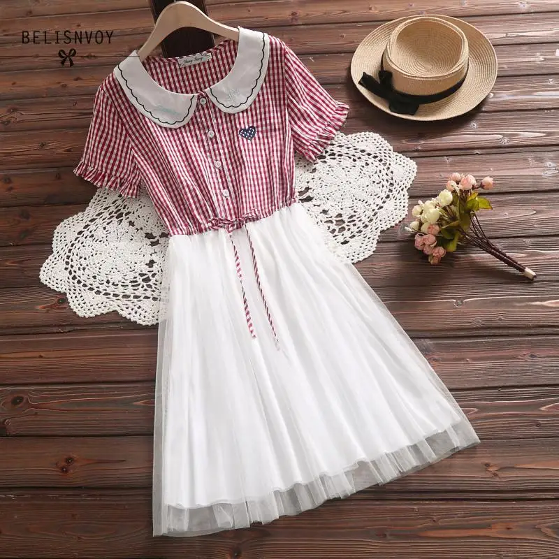 Летнее платье в японском стиле девушки Мори новинка женские сетчатые Платья с