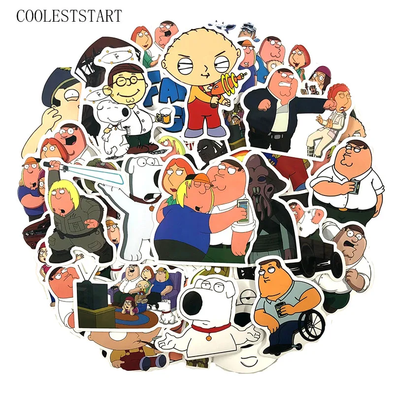 В переменного тока, 50-100 шт./упак. Американский comedyanime Семья парень Стикеры s для мотоцикла скейтборды чемодан рюкзак для ноутбука холодильник Стикеры