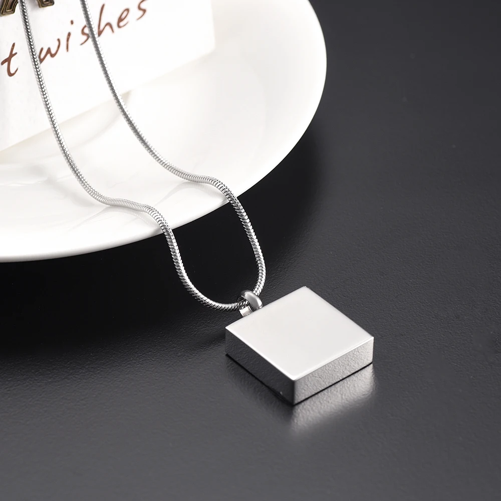 Urn Necklace for Ashes Stainless Steel Square Pendant Holder Keepsake Memorial Cremation Jewelry Men Women | Украшения и
