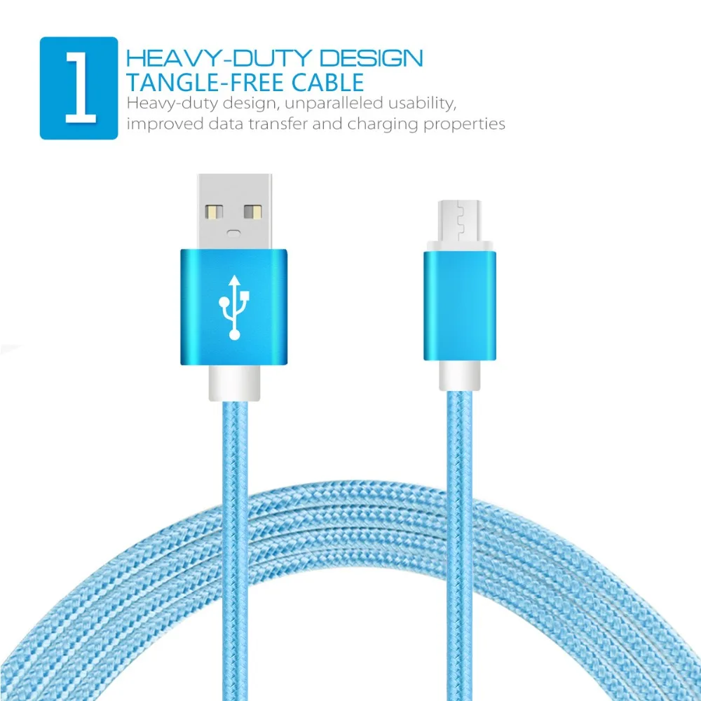 Кабель быстрой зарядки USB кабель с нейлоновой оплеткой провод металлический