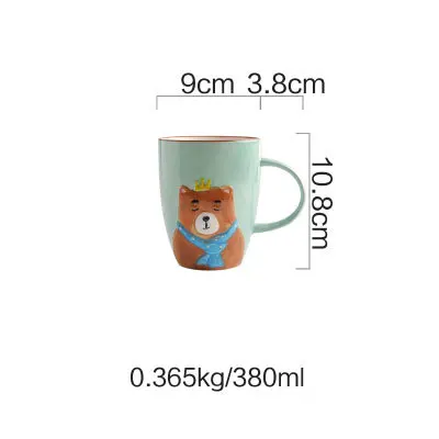 Cute Ceramica Plates Glazed Creative Hand Painted Bowl Spoon Set Breakfast Steak Children's Fruit Plate Animal Dish Cutlery - Цвет: T bear cup