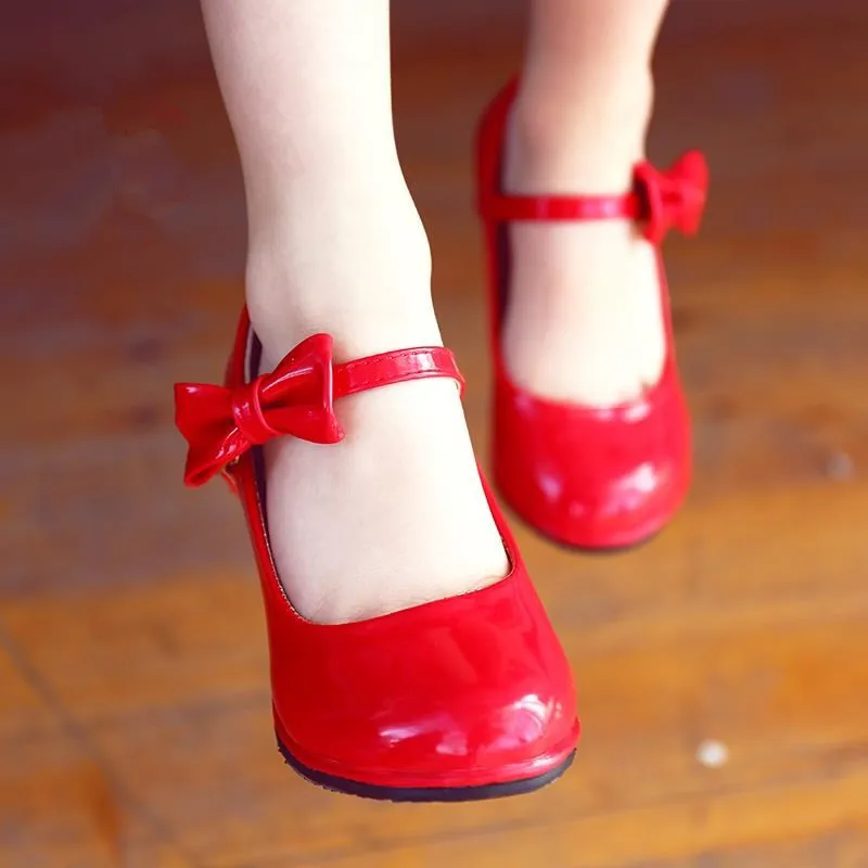Toomien Girls Leather Shoes Autumn Bowtie Sandals 2018 New Children High Heels Princess Sweet For | Детская одежда и обувь
