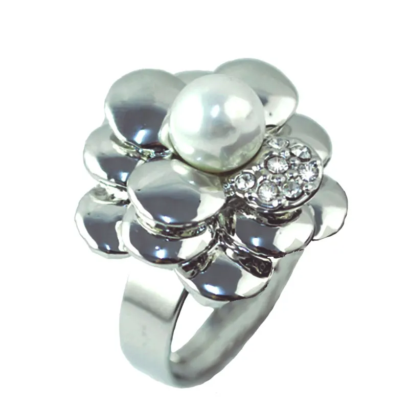 Женское кольцо с искусственным жемчугом AOLOSHOW обручальное милое покрытием из