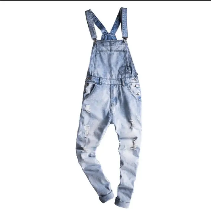 S-6XL 2019 Новые корейские мужские повседневные джинсовые штаны с подтяжками светлые