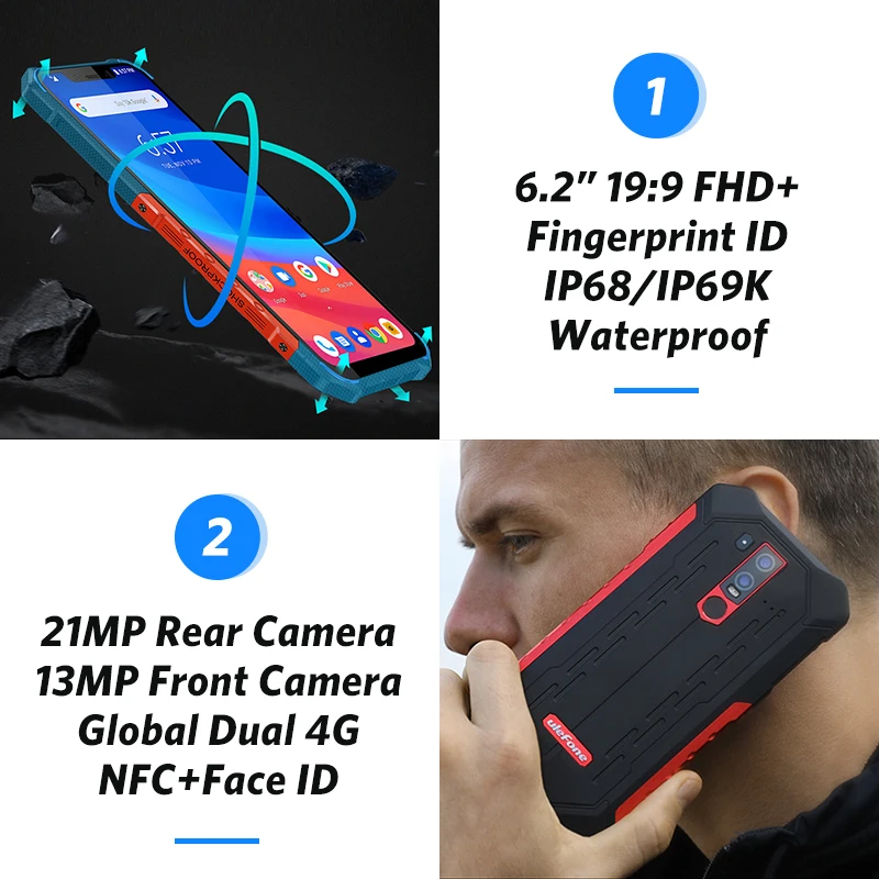 Ulefone Power 6 IP68 Водонепроницаемый мобильный телефон Android 8 1 Helio P60 Octa Core ГБ 128 Face ID NFC IP69K