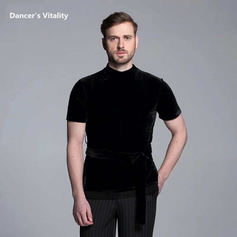 

2017Male Dance Latin Dance Costumes Modern Shirt Grading Standard Game Clothing Men's Velvet National Standard Dance Clothes
