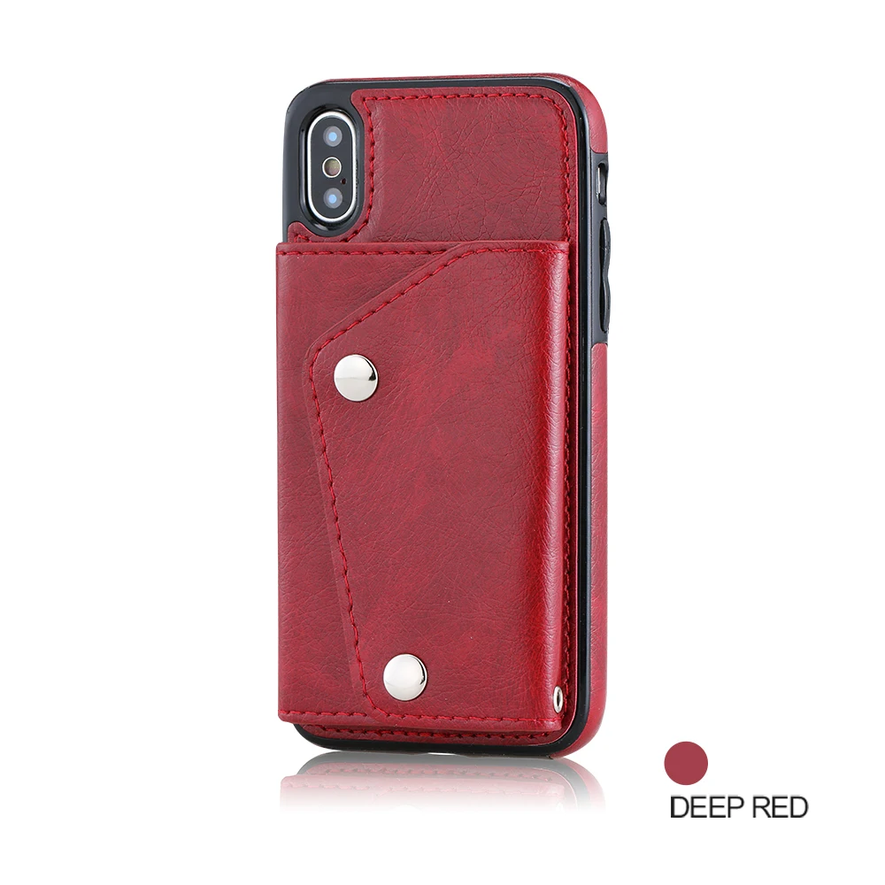 Красный Чехол для iPhone 11 Pro Max X XS Max XR 7 8 Plus 6 6s Plus чехол откидная Обложка для бумажника, кожаная чехол для телефона для samsung Galaxy S10 Plus S9 S8 Plus S10E Note 10 10+ 8 9 10 Plus Coque - Цвет: Красный