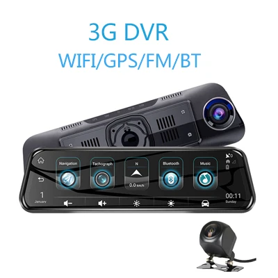 3G DVR ANSTAR 1" 4G 3g зеркало заднего вида видеорегистратор 1080P Android DVR gps навигация ADAS wifi двойной объектив Автомобильный регистратор авто камера - Название цвета: 3G DVR