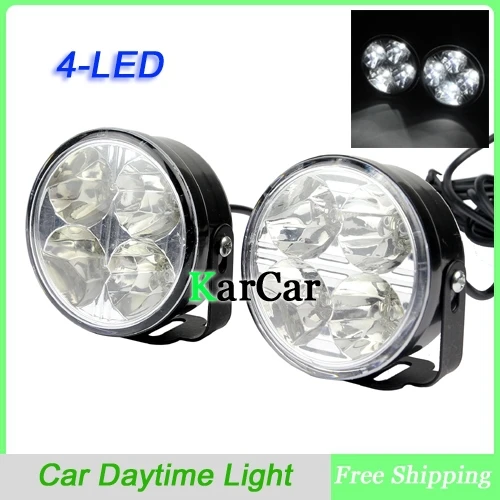 1 пара 4 светодиодных круглых автомобильных дневных ходовых огней 12 В