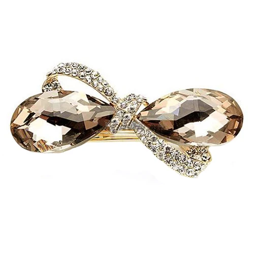 Кристалл горного хрусталя овальный бантом заколки для волос клип зажим шпилька