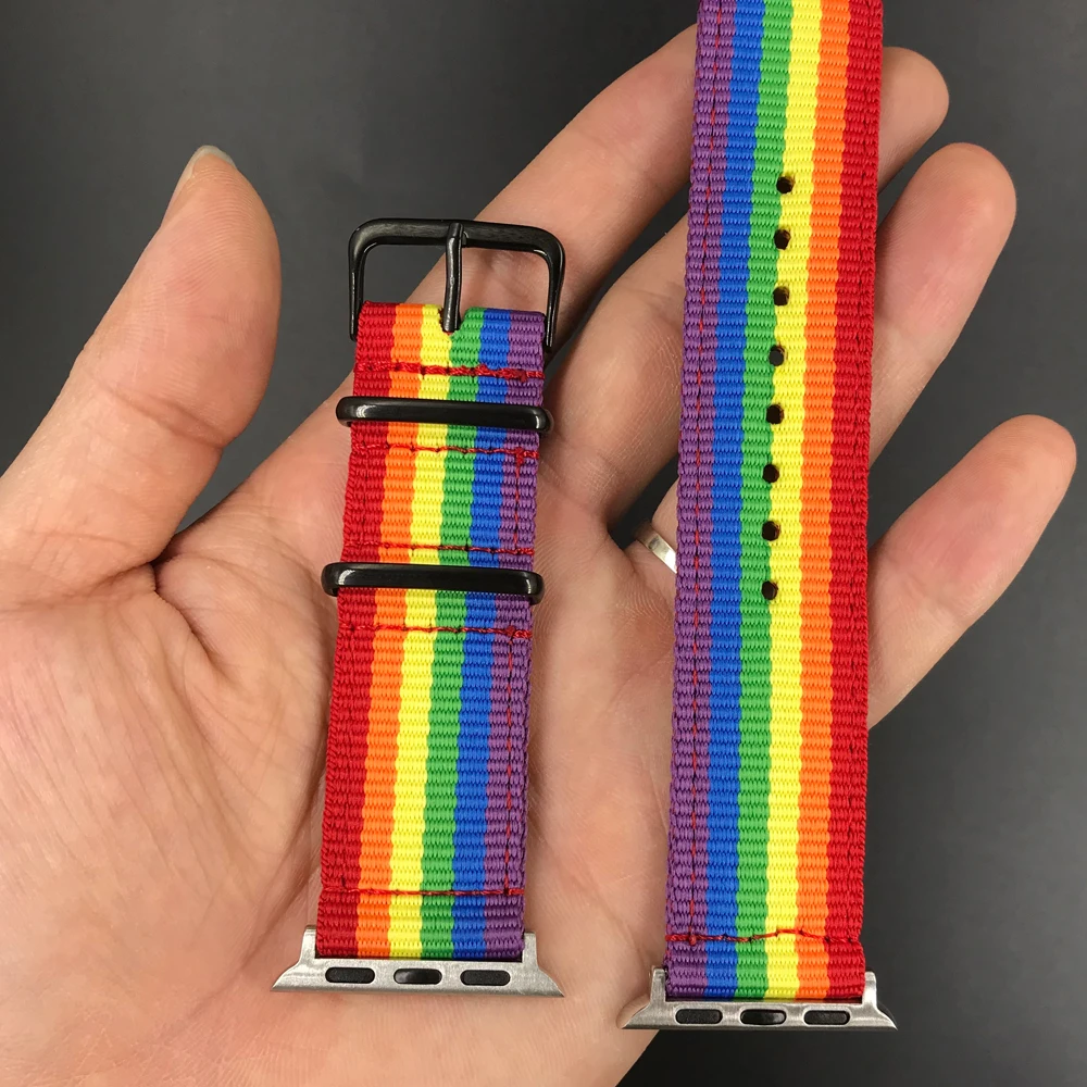 For Rainbow Watchband for Apple Watch Band 38mm 40mm 42mm 44mm Nylon Women Strap Bracelet Belt Wrist bands iWatch Series 4 3 | Наручные