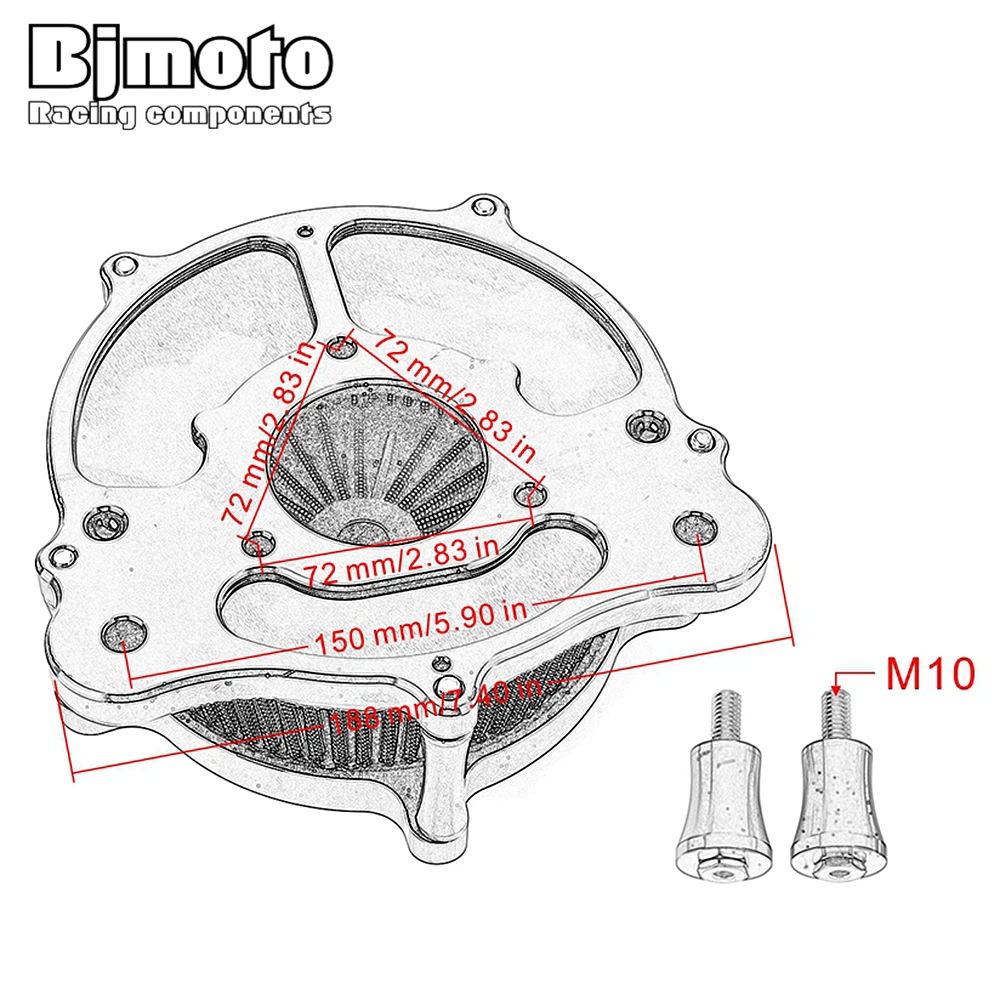 

BJMOTO Aluminum Motorcycle Air Cleaner Intake Filter Kits For Harley Touring Road King Road Glide 2008-2016