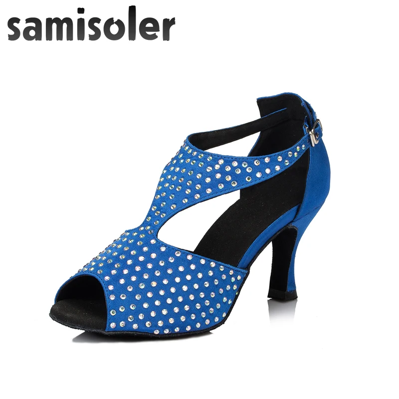 Новинка тканевые светящиеся ленты Samisoler Bule/Skin/Black стразы для бальных танцев