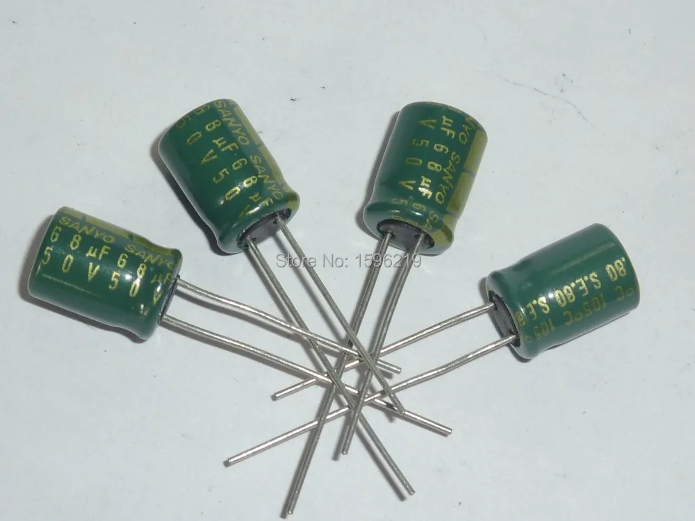 10 шт. 68 мкФ 50 в SANYO 8x11 5 мм оригинальные 50V68uF Алюминиевые Электролитические