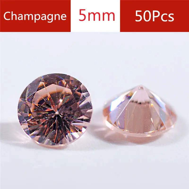 5mm - 50pcs 3 4 5 мм Красочные кубический цирконий 50 шт./лот круглая машинная резка лаборатория Циркония Камень блестящая огранка искусственные камни для ювелирных изделий - Цвет: 5mm - 50pcs