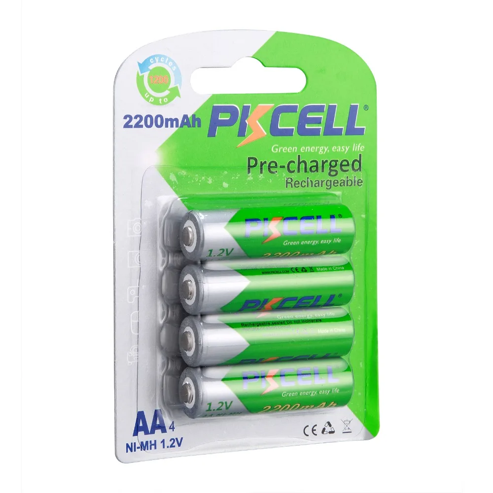 4 шт./карта PKCELL 1,2 в 2200 мАч ni-mh аккумуляторная батарея аа 2A NIMH батареи Baterias Bateria прочный низкий саморазряд
