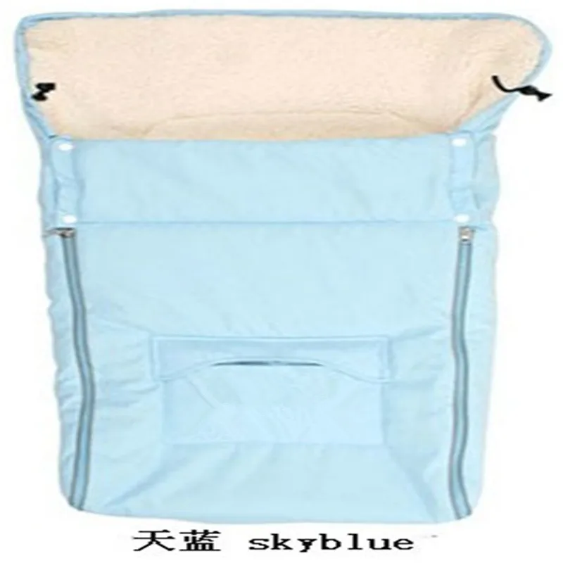 sky blue Детские спальные мешки для коляски, Детские спальные мешки для коляски, корзина для коляски, флисовый мешок для малышей, хлопок, толстый, для зимы, 3 цвета - Цвет: sky blue