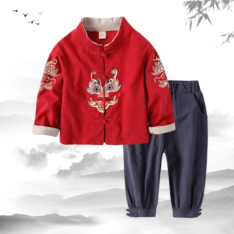 Children's Day Tangsuit Chinese Style Dragon Asian Clothes Baby Girl Boy Casual 2019 New Clothing Festival Outfist Kids Costume |