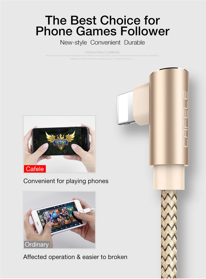 CAFELE usb кабель для iphone x xr Кабель зарядного устройства для 6 7 8 5S plus Быстрая зарядка нейлоновый шнур для передачи данных Поддержка синхронизации данных