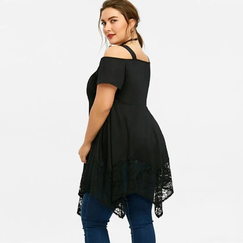 Футболка женская с коротким рукавом без бретелек большого размера XL-5XL | Женская