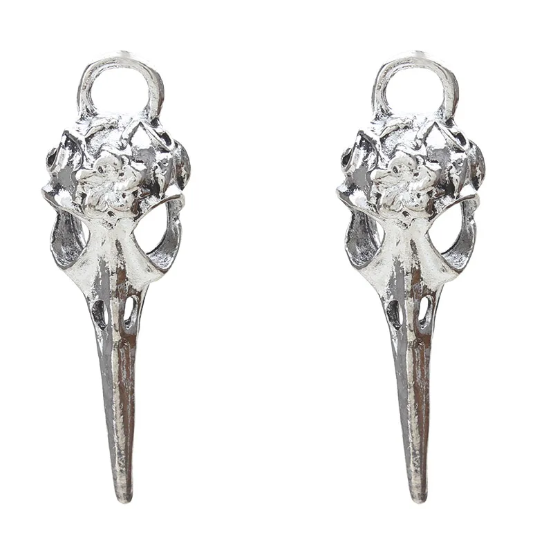 5 шт./лот 13*42 мм очаровательный серебряный металлический браслет в форме черепа с