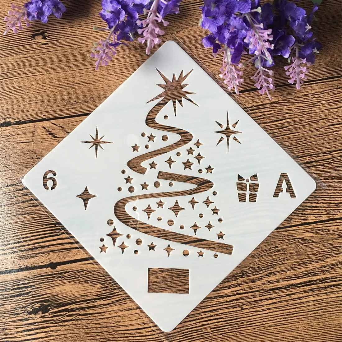 13 см звезда сосна Рождество DIY ремесло трафареты настенная живопись скрапбук