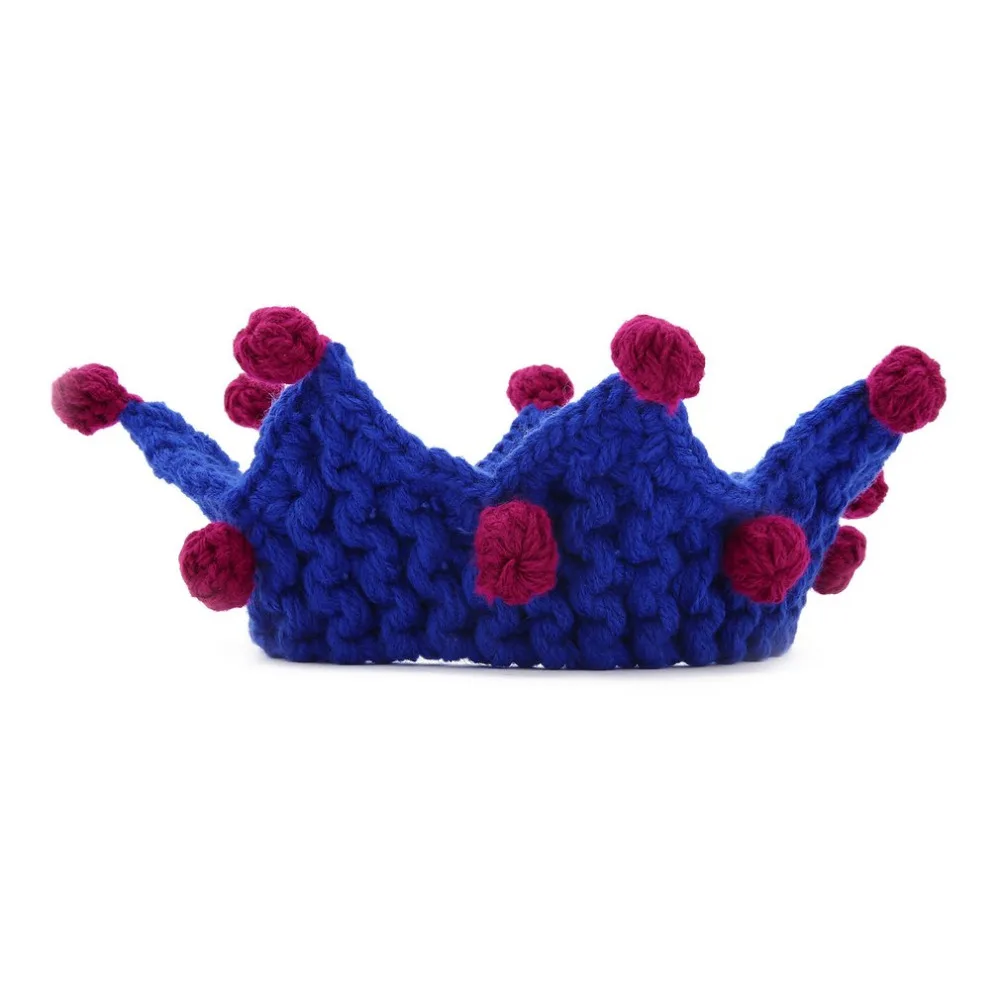 100% ручной вязки Шапки диадемы головной убор Обувь для девочек Корона Форма