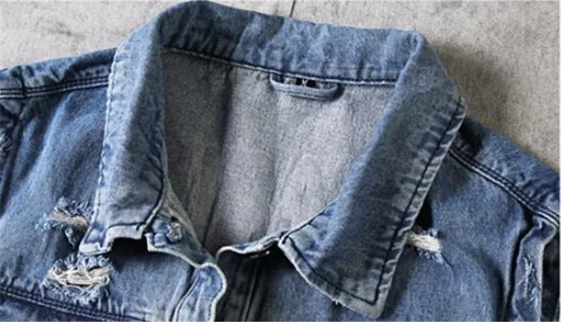 Мужской рваный джинсовый жилет MORUANCLE уличная мода потертый с принтом куртка без