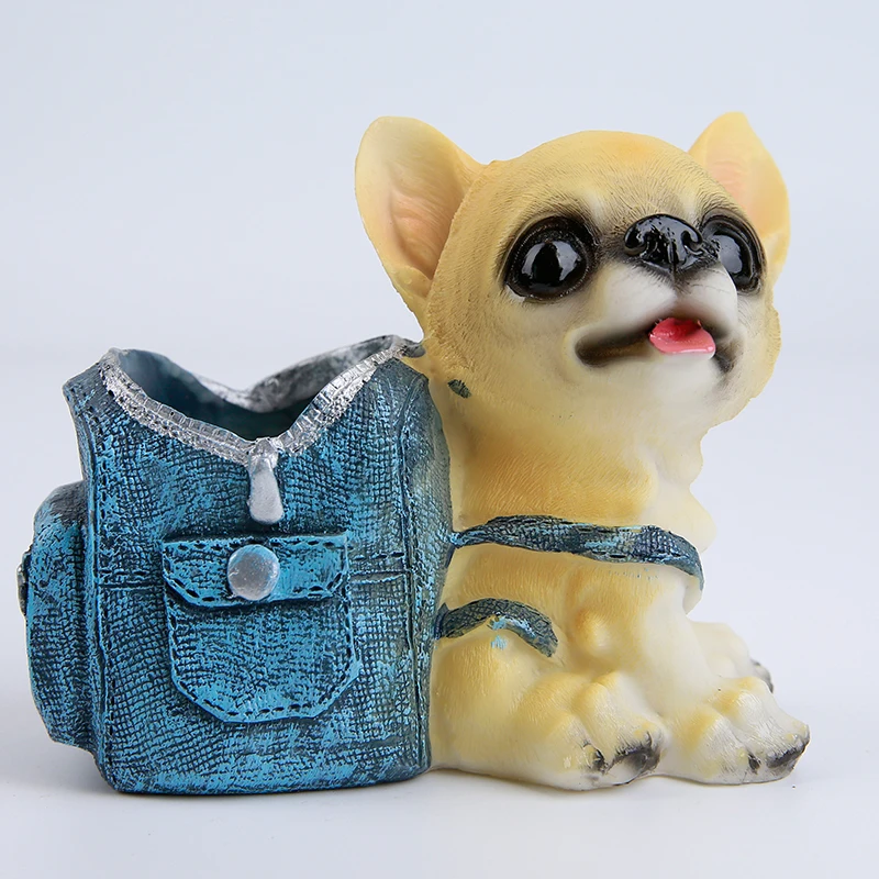 Kawaii Lovely Dog Resin Pen Holder Pencil Container Desk Articles Crafts Office School Stationery Supplies For Children Kids CC |