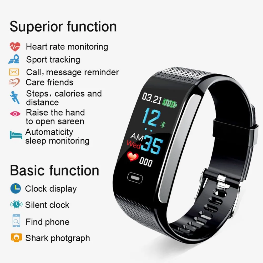 CK18S Smart Watch Color Screen Blood Pressure Heart Rate Monitor Remote Camera IP67 Waterproof Bluetooth Sports | Электроника