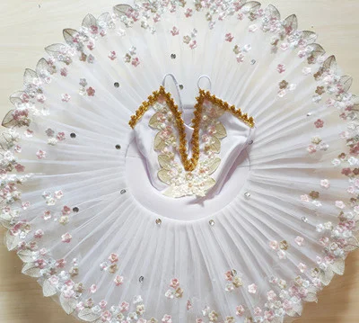 New white Профессиональная балетная пачка, детский костюм Лебединое озеро, белое, красное, синее балетное платье для детей, блинная пачка, танцевальная одежда для девочек - Цвет: New white