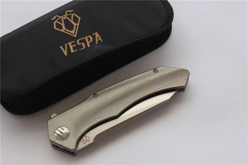 

Free shipping, High quality VESPA knife,Blade:S35VN(Stone wash/satin),Handle:TC4 Plane bearing outdoor camping Folding knife EDC