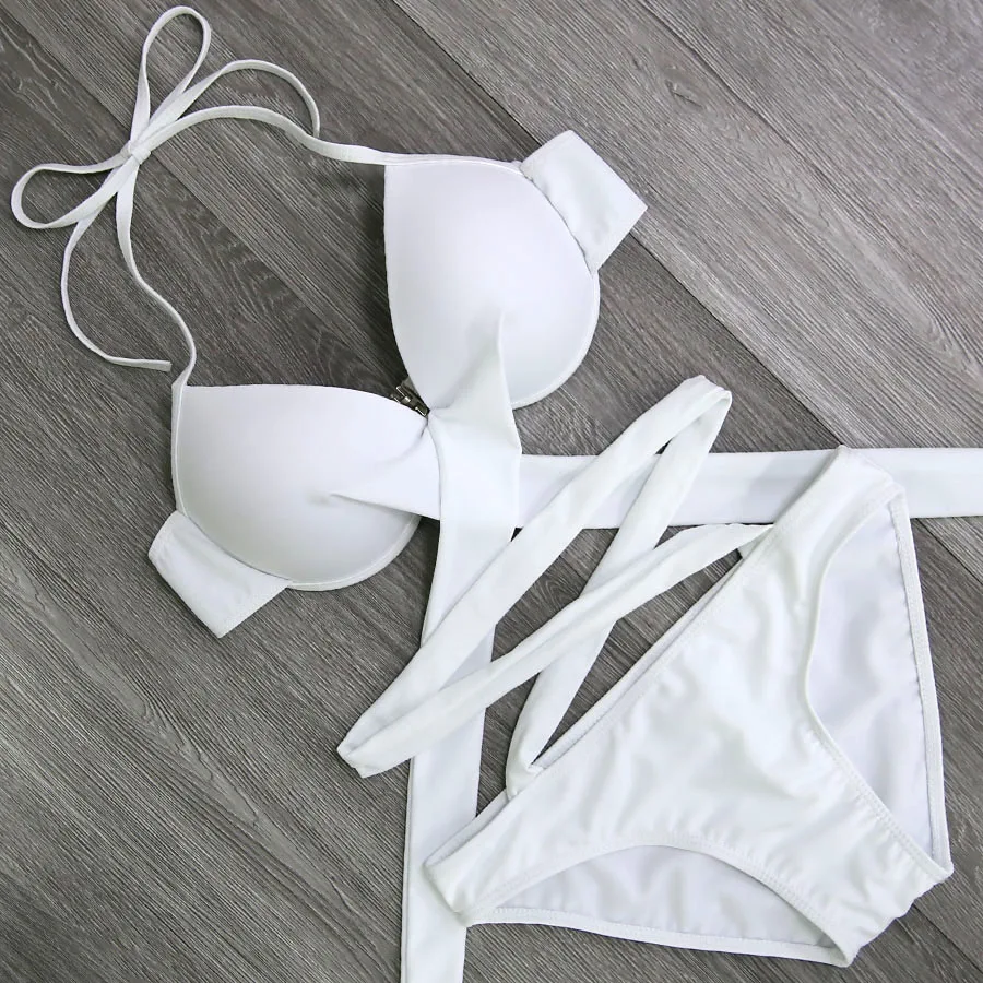 2019 бюстгальтер пуш ап сексуальный черный бандаж дизайн купальник бикини с