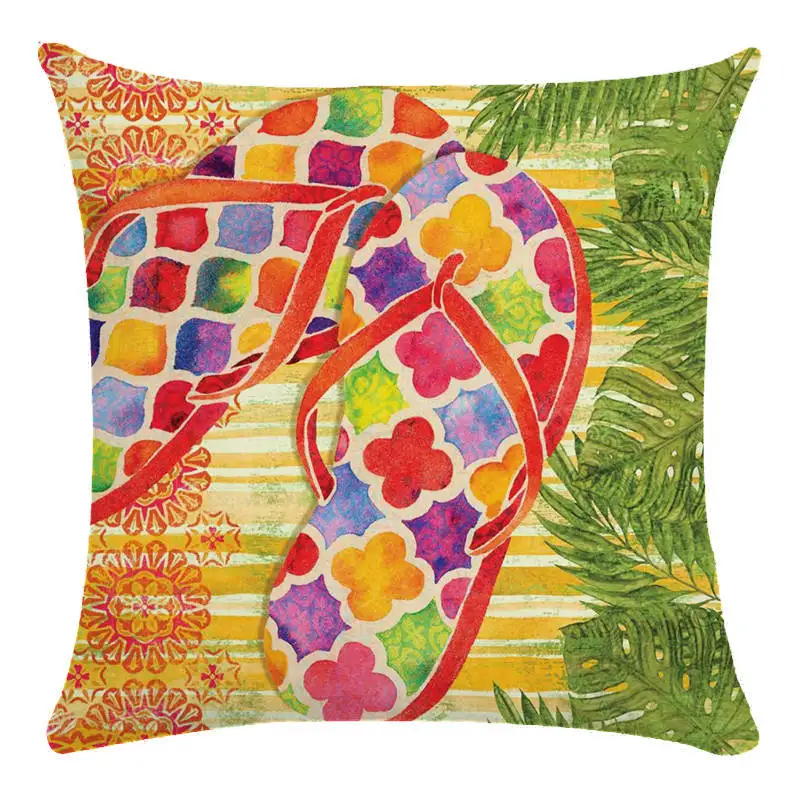 Модный Пляж морские волны Вьетнамки тапочки Мешковина наволочки солнечный свет