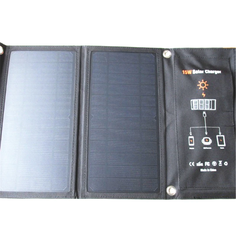 Солнечная панель 15 Вт с двойным USB-портом водонепроницаемая складная солнечная