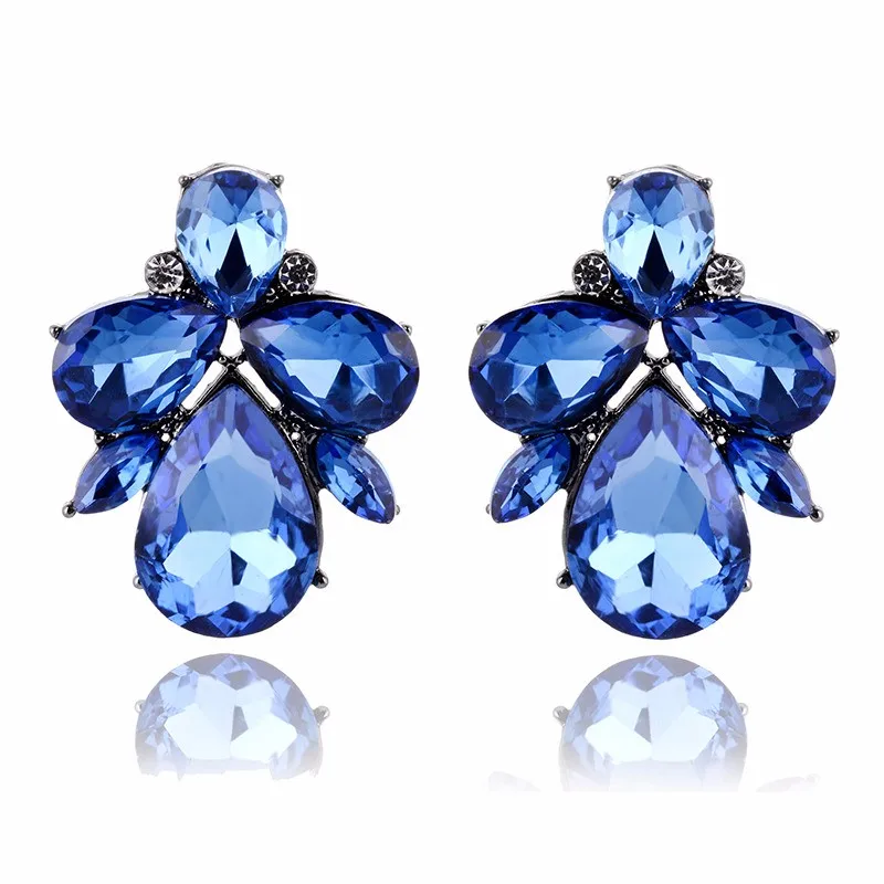 New Design 2017 Opal Stone Stud Earrings Elegant Crystal Fashion crystal Women Christmas Party For gift|earrings christmas|elegant crystalstone studs