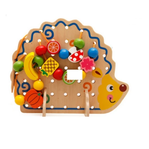 82pcs Cute beaded toy hedgehog wooden math toys for kids 3 years old baby brinquedos wood montessori Educational fun games | Игрушки и