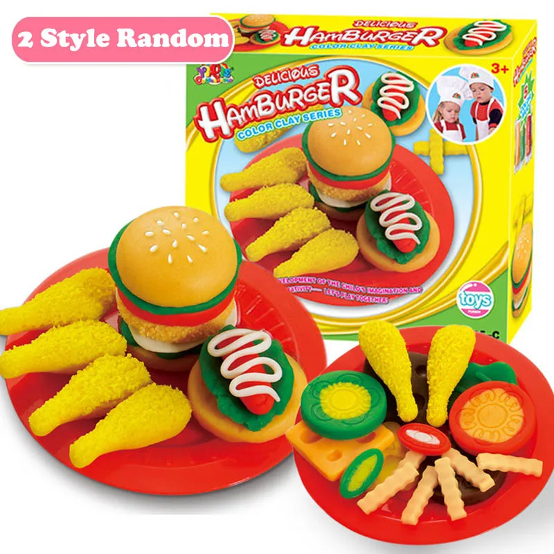 Kawaii мягкой полимерной глиной комплект DIY Playdough 3D Цвет Пластилин пластилина Play сделать комплект развивающие игрушки подарок для детей малыш - Цвет: Hamburger
