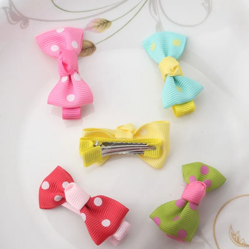 Q MISM 1PC Colorful Dot Bow Hairpins Hair Ornaments Cute Bow-Knot Princess Ribbon Clip Children Accessories | Детская одежда и
