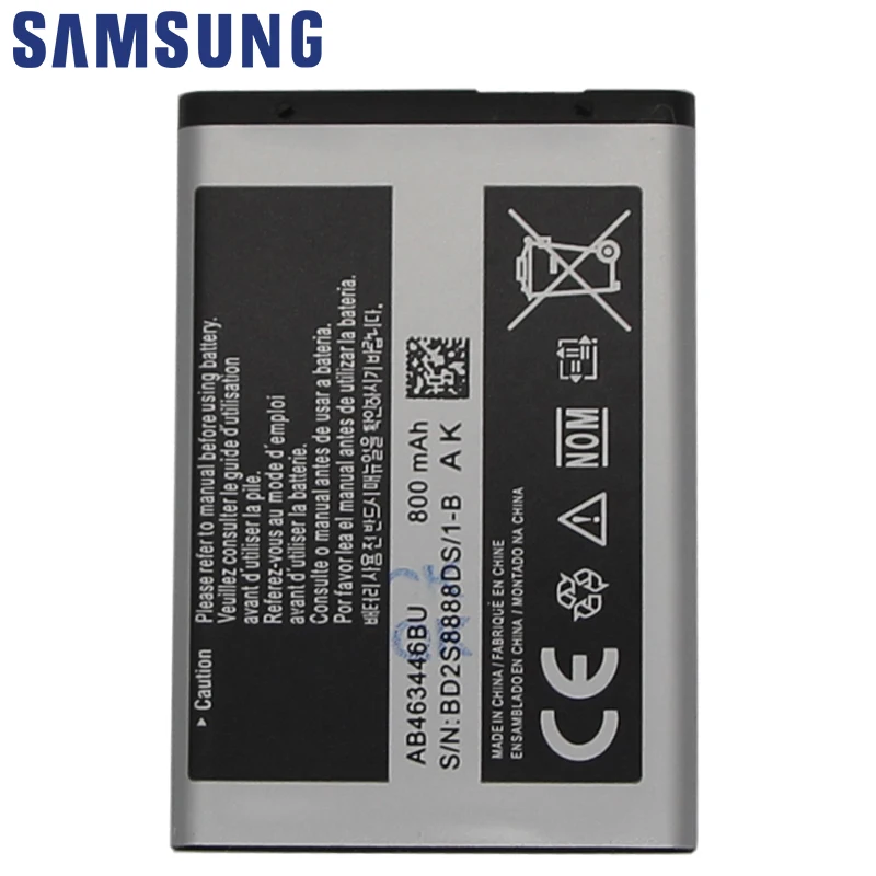 Оригинальная батарея samsung AB463446BU AB463446TU 800 мА-ч для samsung S139 M628 X520 F258 E878 F299 E1200M SGH-B108 GH-M310 SGH-L258
