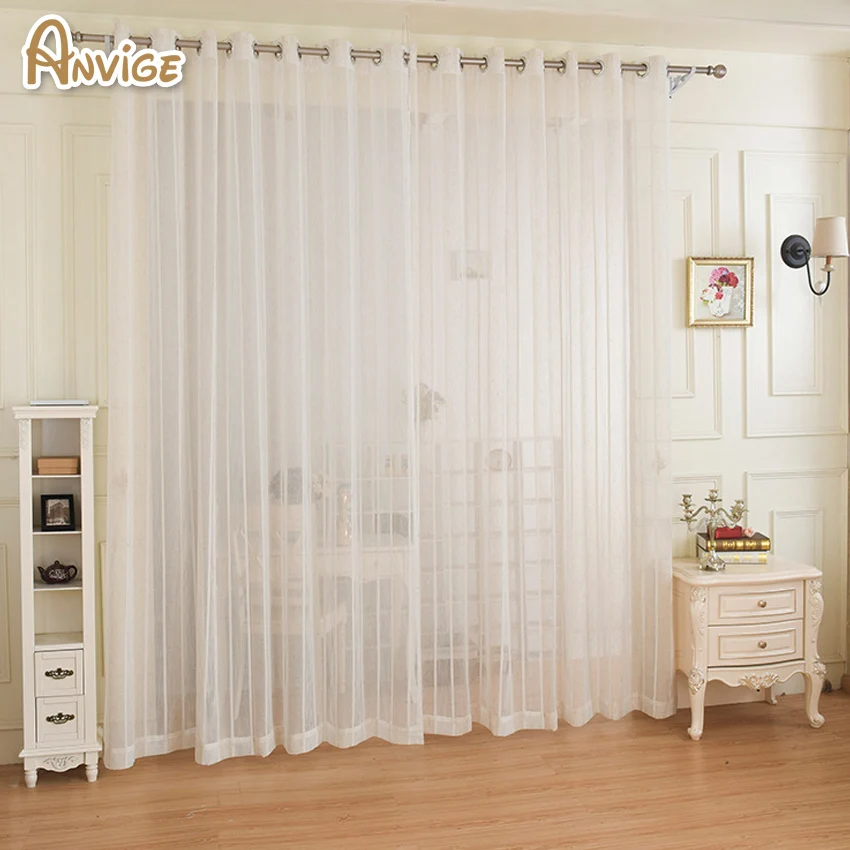 Modern Striped Tulle Curtains Translucidus Linen Material Sheer for Living Room Window | Дом и сад