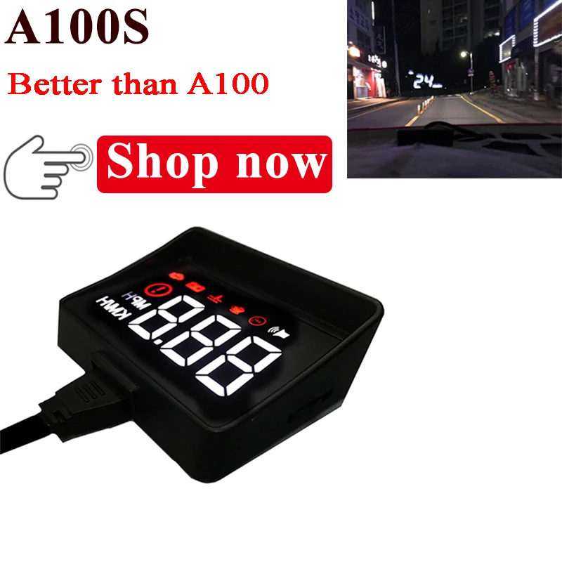 Новые спидометр автомобиля A100S автомобилей HUD Head Up Дисплей Overspeed Предупреждение Системы проектор лобовое стекло авто электронный Напряжение сигнализации