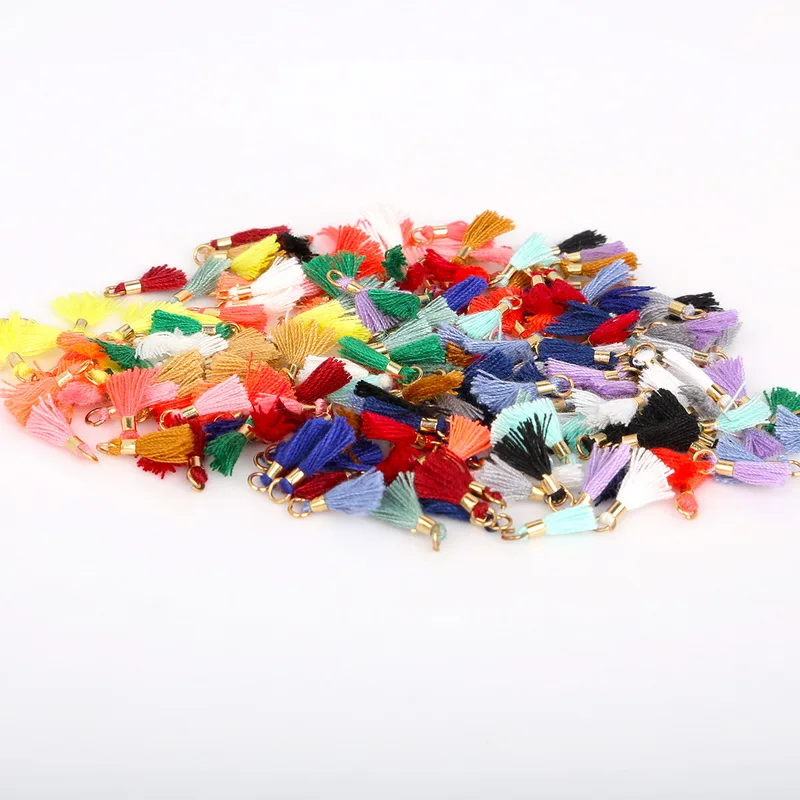 Набор украшений из хлопка маленькие Мини кисточки разных цветов 10 шт./лот