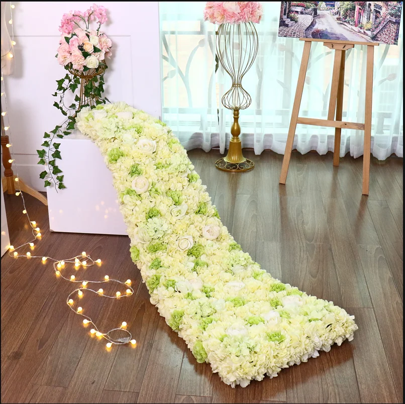 White green 187 см на заказ DIY свадебная настольная дорожка цветочный фон Декор трейлинг ряд цветов композиции поставки Искусственные цветы вечерние - Цвет: White green