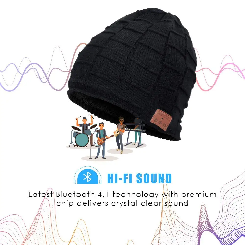 Bluetooth 4,2 унисекс вязаная шапка с беспроводными наушниками Спортивная умная шапка s музыкальная шапка с динамиком микрофоном зимняя теплая шапка гарнитура наушники