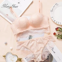 beautiful lace bra suit small breast gather together ring free lace edge push up bra set comfortable sexy underwear suit