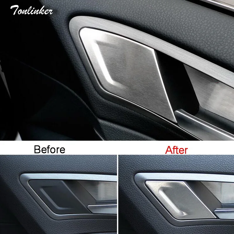 

Tonlinker 3 шт. DIY Автомобильный Стайлинг Нержавеющая сталь внутренняя дверная ручка декоративный светильник крышка чехол наклейки для VW новый ...