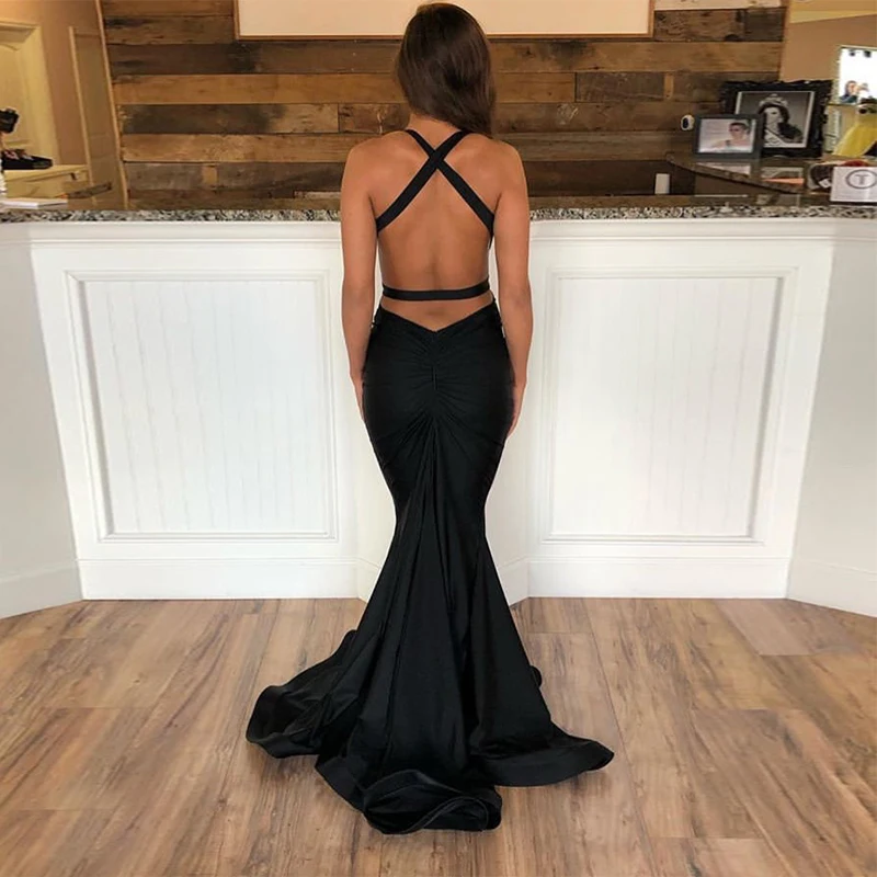 Сексуальные вечерние платья с V-образным вырезом без рукавов в стиле русалки